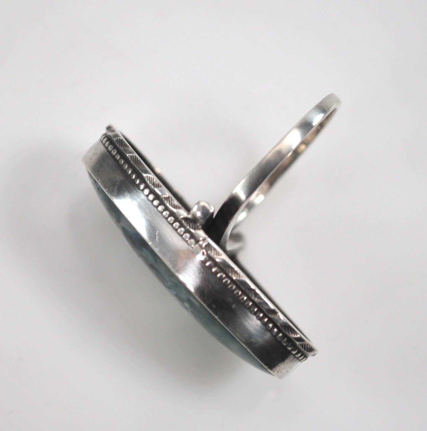 Vintage Sterling Silver Moss Agate Ring