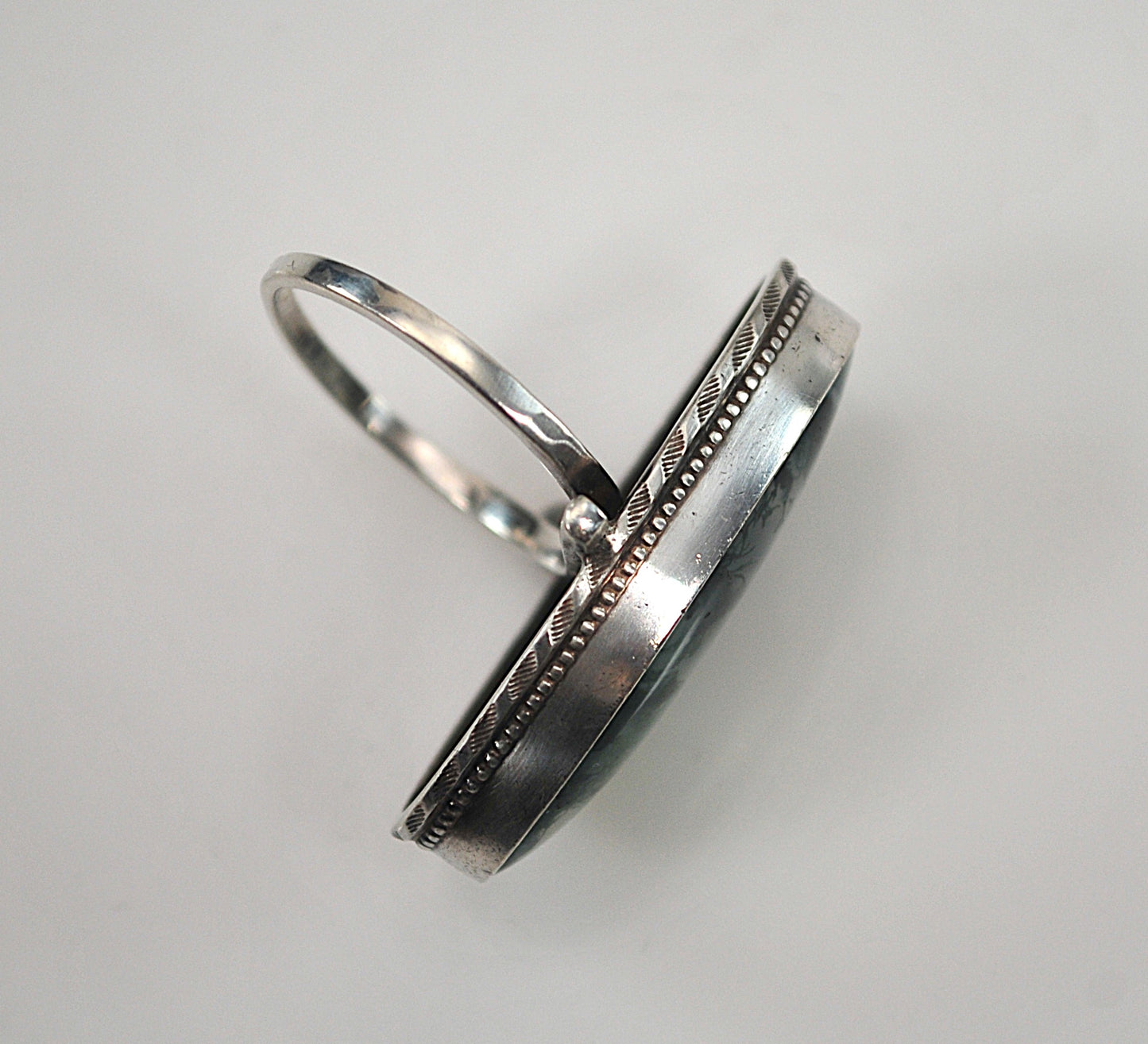 Vintage Sterling Silver Moss Agate Ring