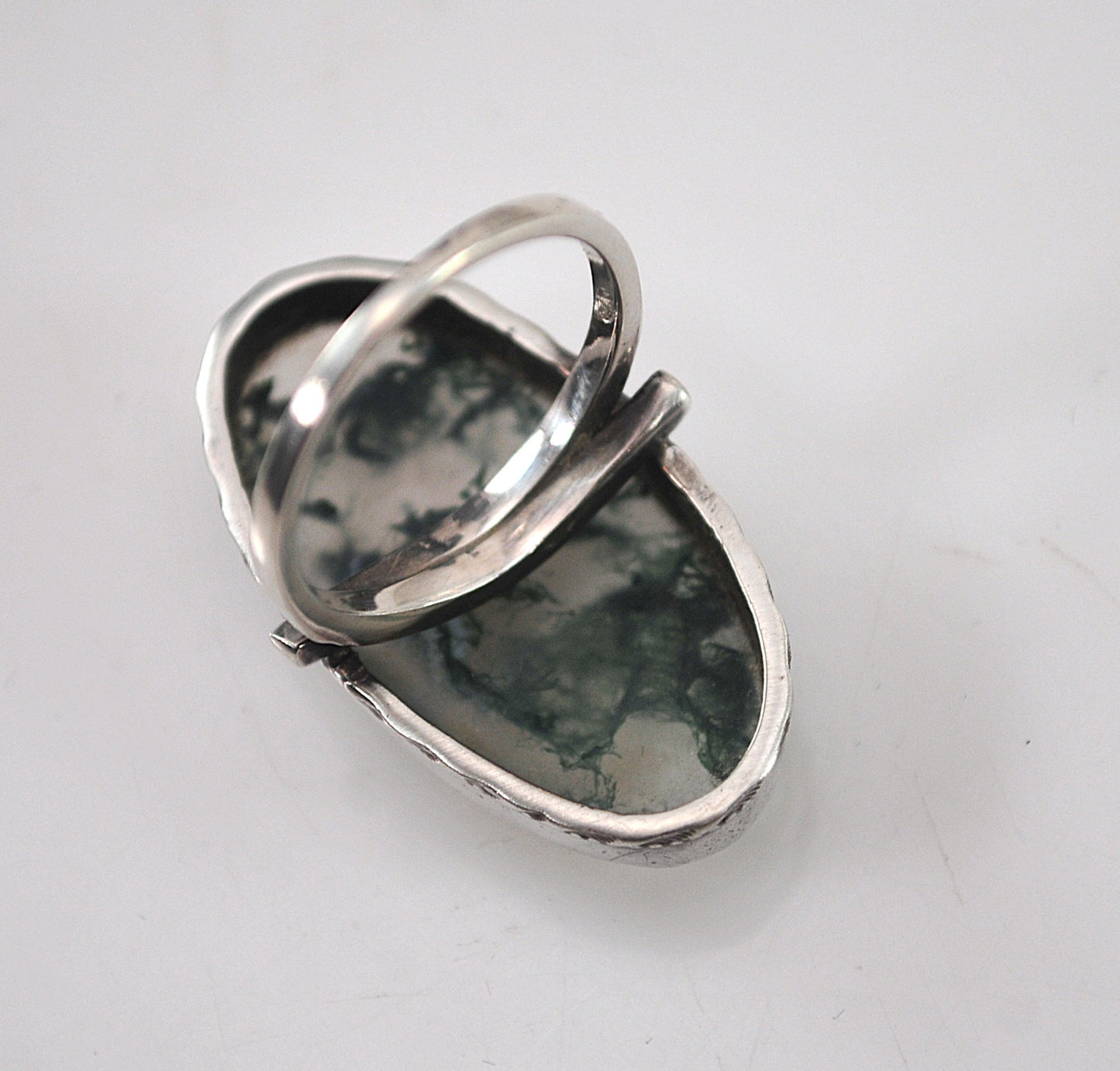 Vintage Sterling Silver Moss Agate Ring