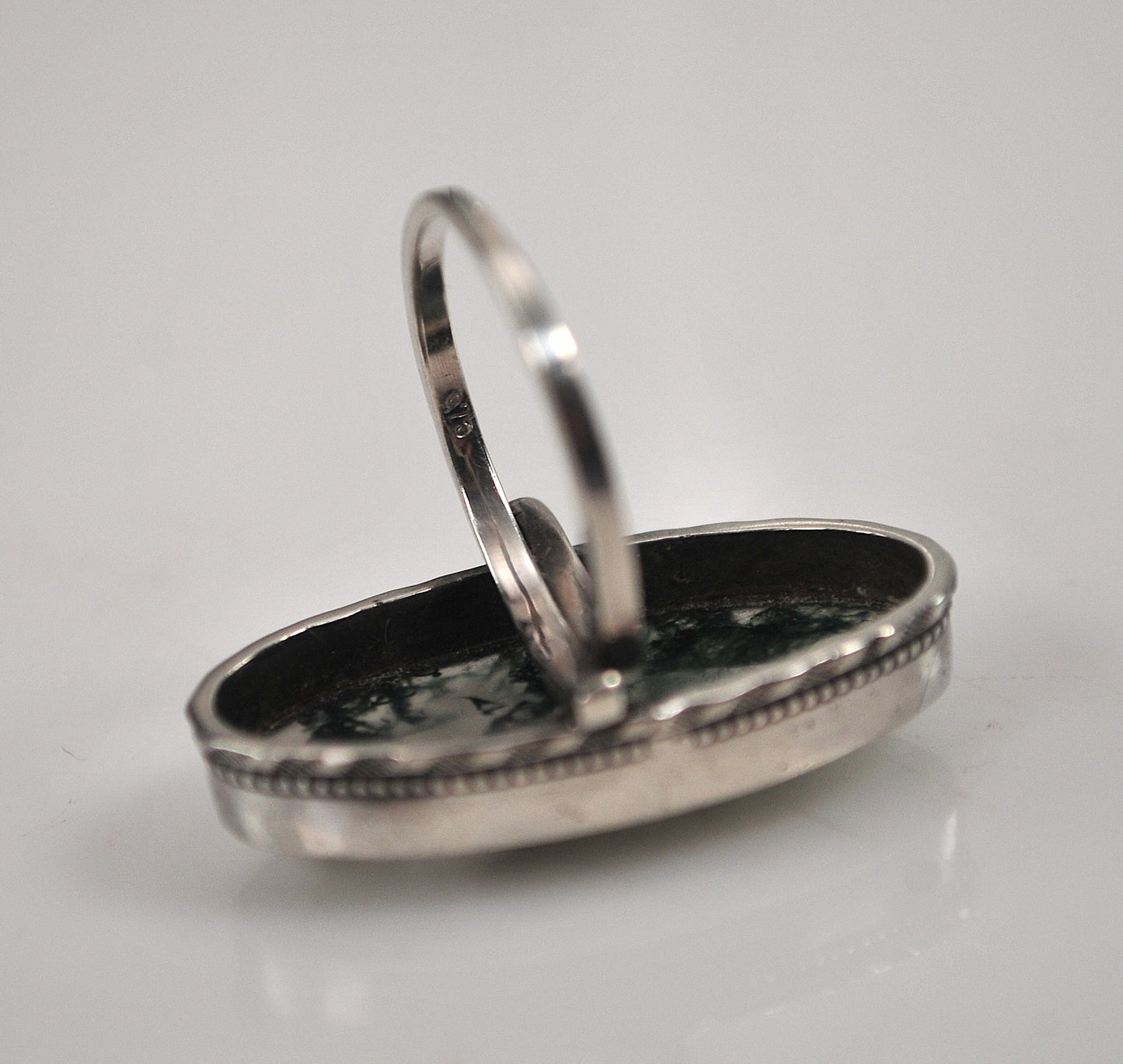 Vintage Sterling Silver Moss Agate Ring