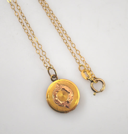 AS IS - Antique Gold Filled Baby Locket Necklace