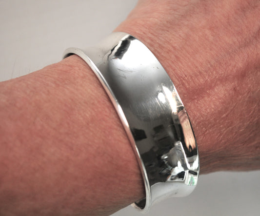 Wide 925 Mexico CII Sterling Silver Cuff Bracelet