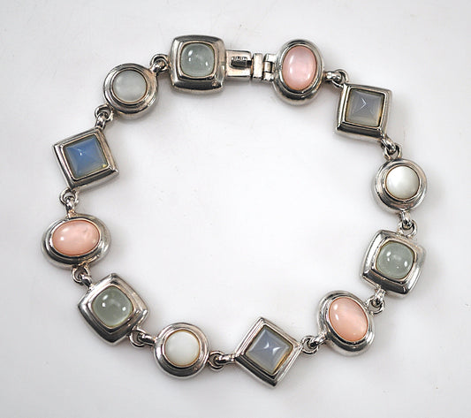 Designer 925 Sterling Silver Pastel Stone Bracelet