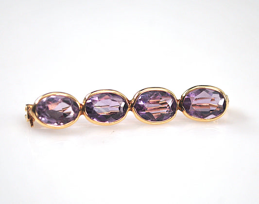 Vintage 14K Gold Amethyst Brooch