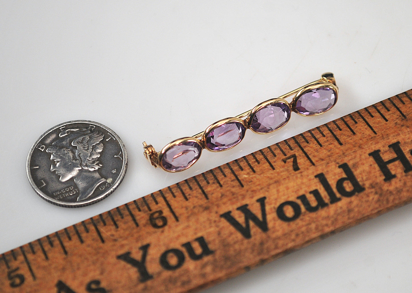 Vintage 14K Gold Amethyst Brooch