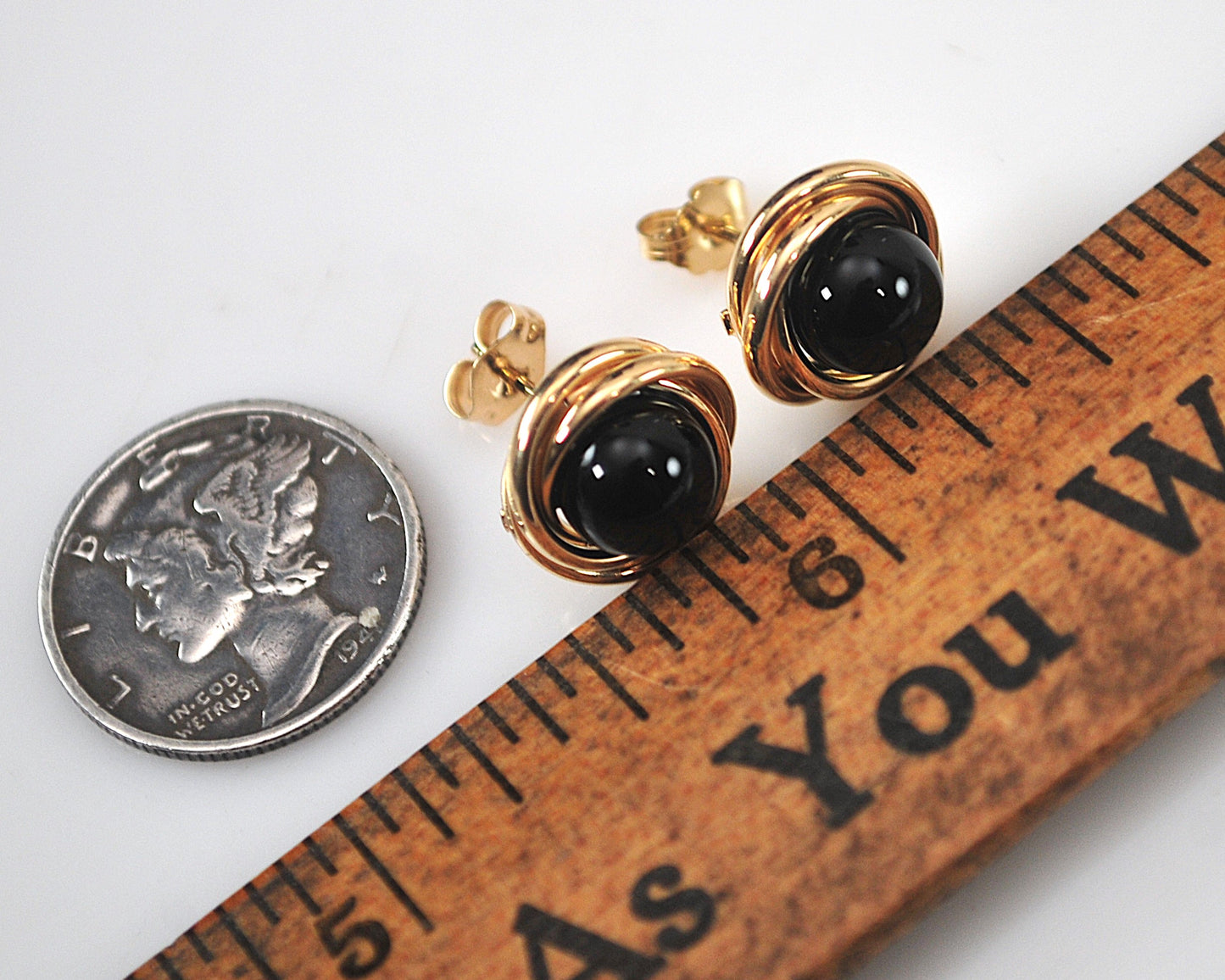 Peter Brams Designs 14K Gold Black Onyx Earrings