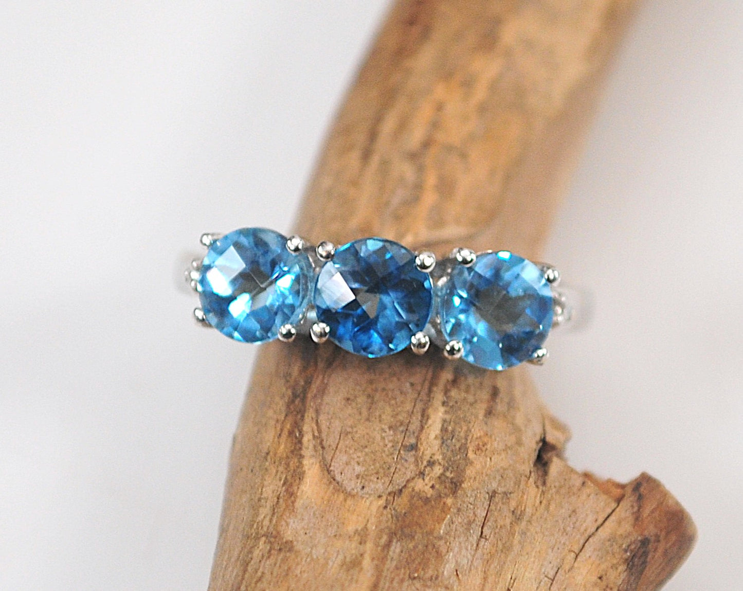 10K White Gold Blue Topaz Diamond Ring