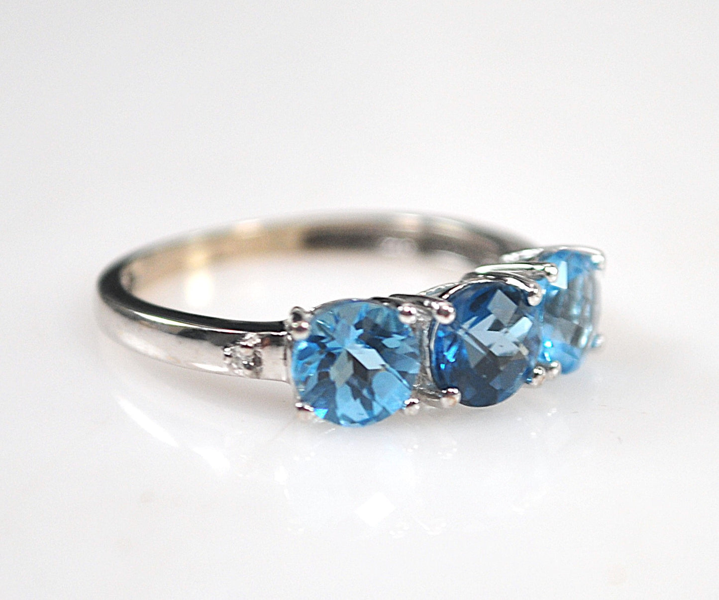 10K White Gold Blue Topaz Diamond Ring