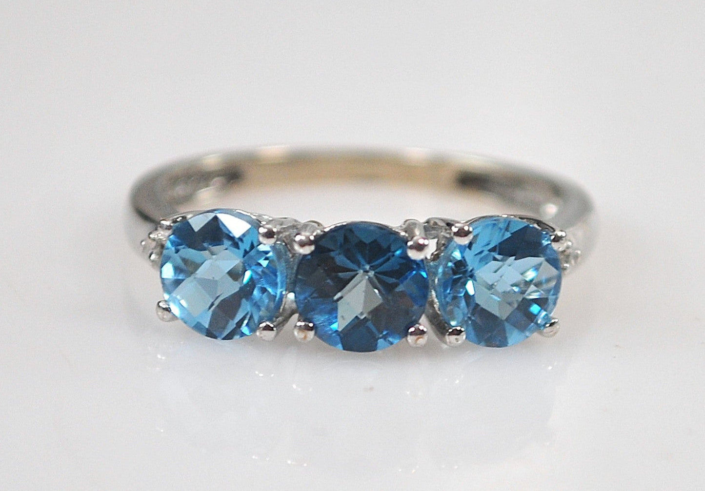 10K White Gold Blue Topaz Diamond Ring
