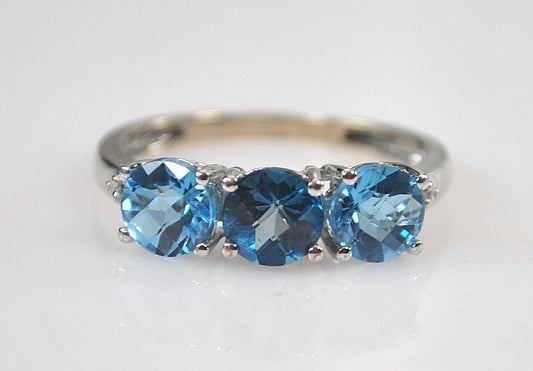 10K White Gold Blue Topaz Diamond Ring