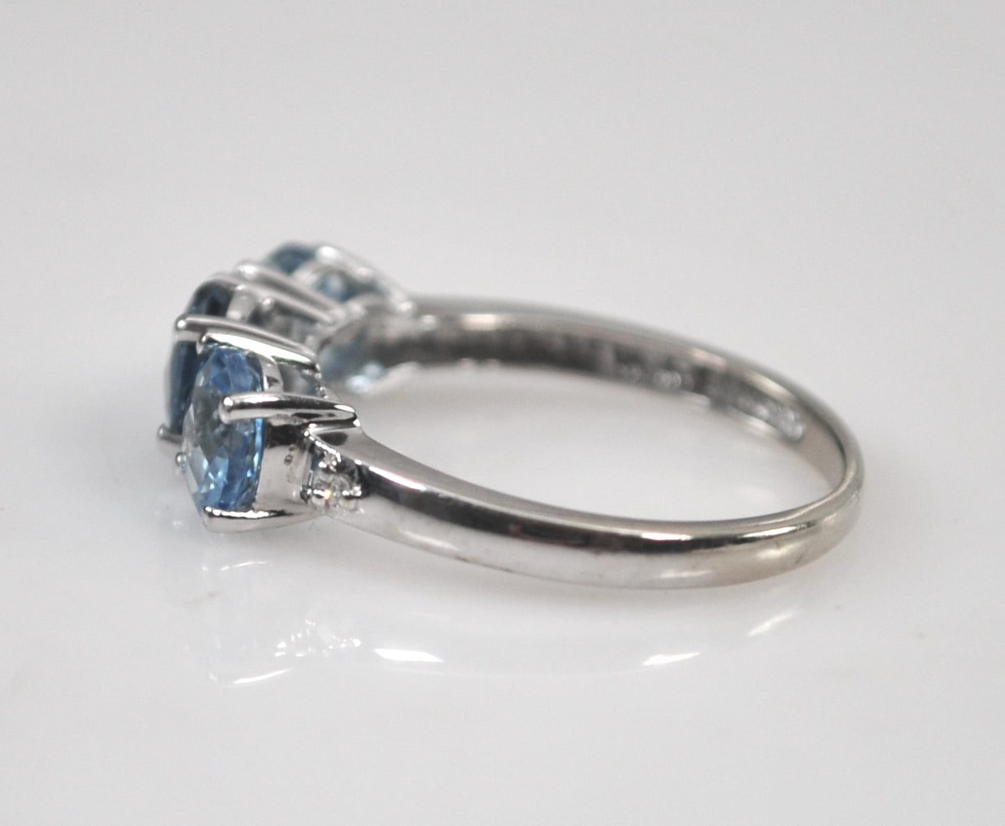 10K White Gold Blue Topaz Diamond Ring