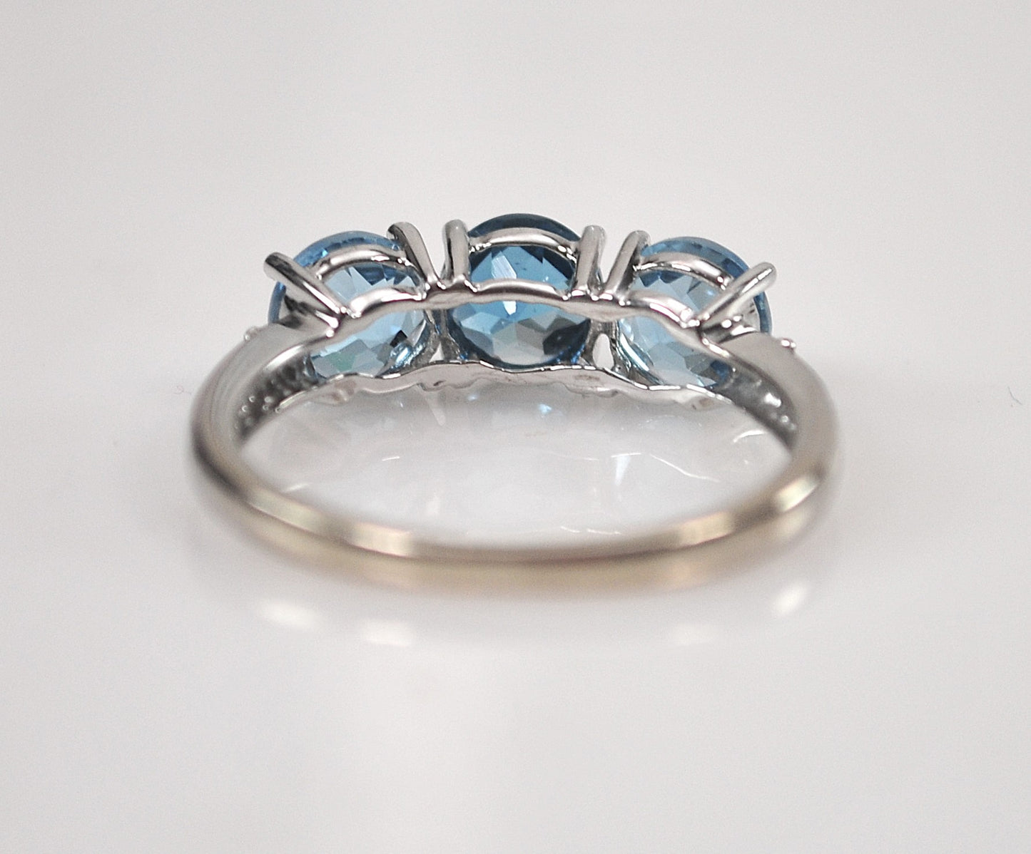 10K White Gold Blue Topaz Diamond Ring
