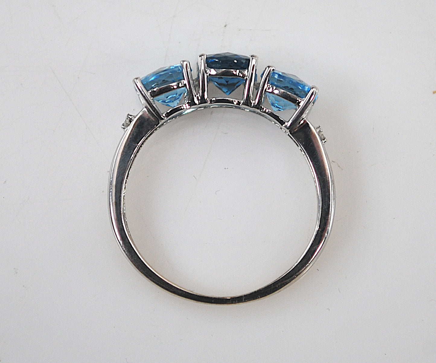 10K White Gold Blue Topaz Diamond Ring