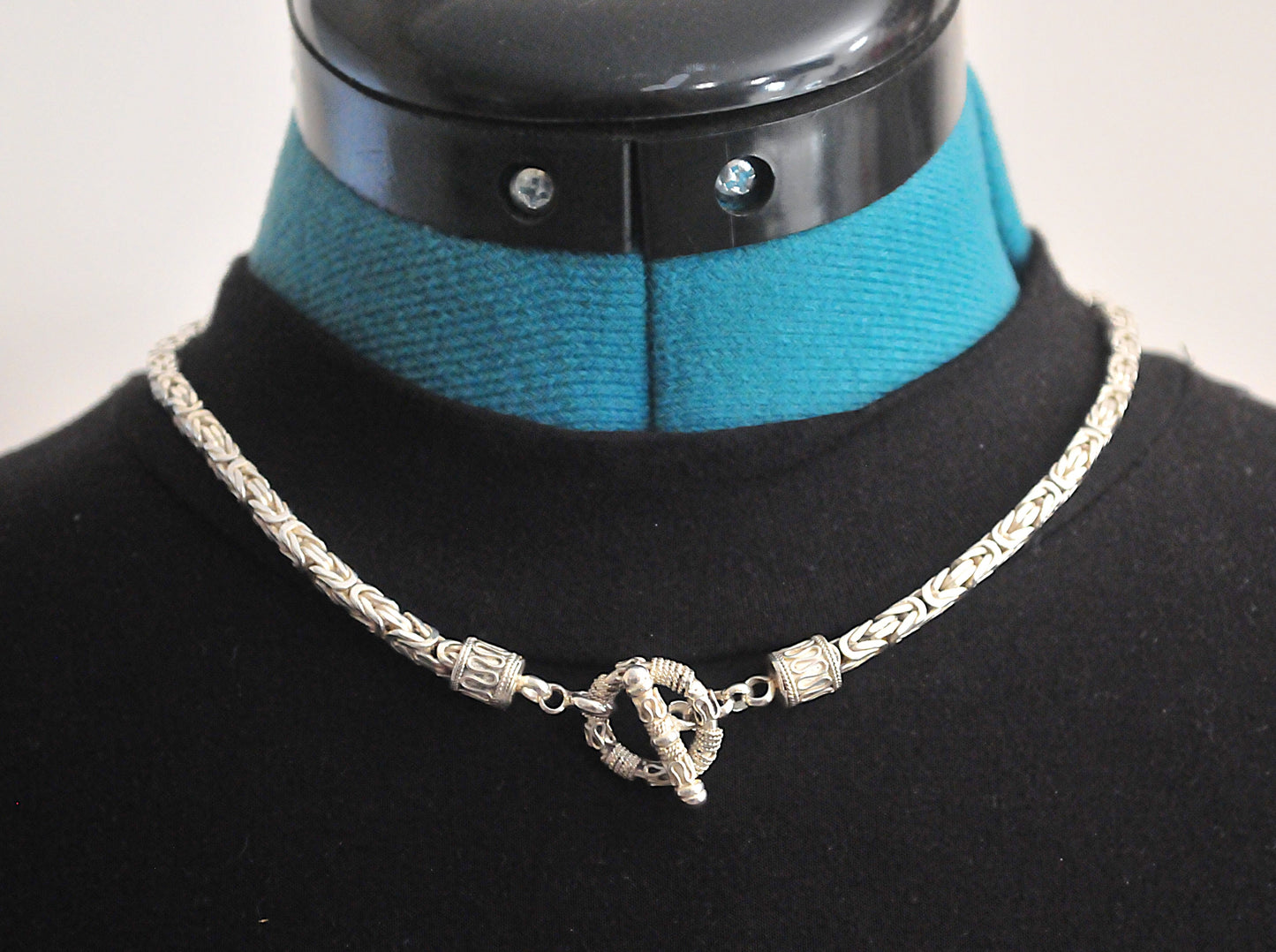 Heavy Sterling Silver Box Byzantine Chain Necklace