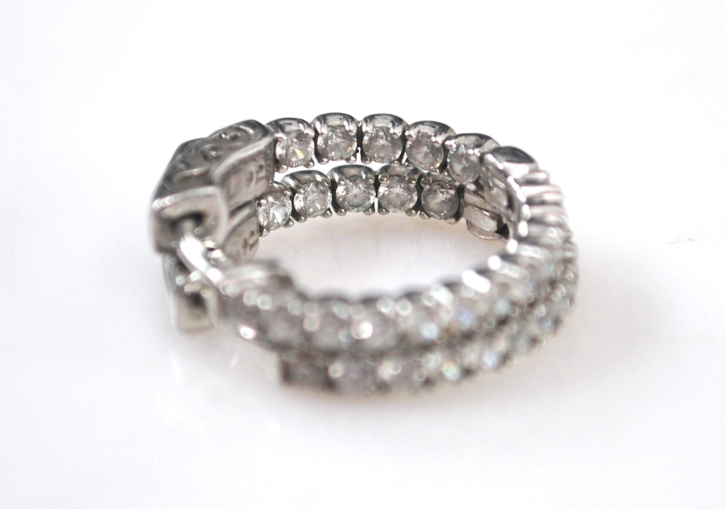 Signed 925 Sterling Silver CZ Inside Out Hoop Earrings