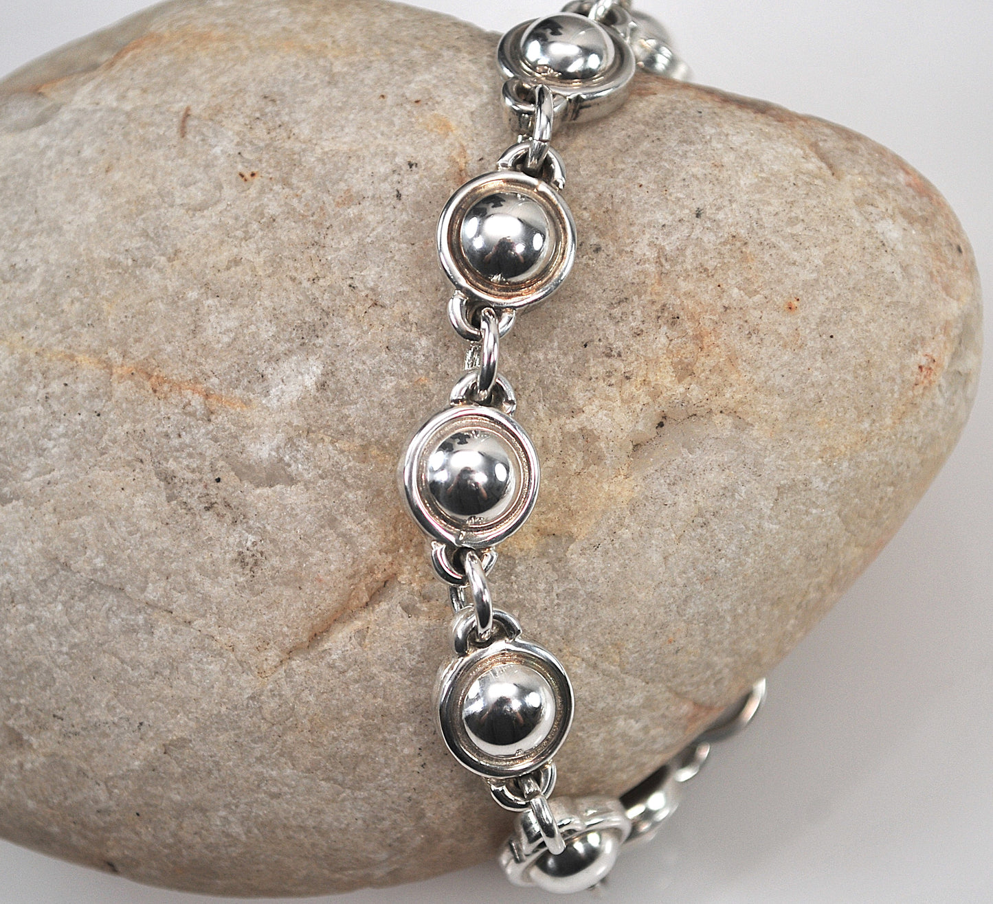 Heavy Sterling Silver Dome Circle Bracelet
