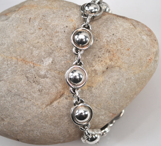 Heavy Sterling Silver Dome Circle Bracelet
