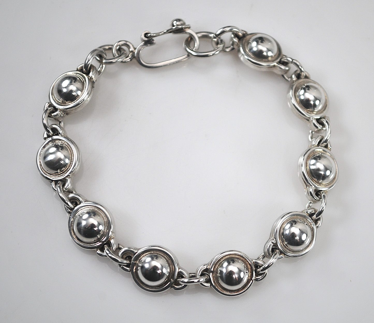Heavy Sterling Silver Dome Circle Bracelet