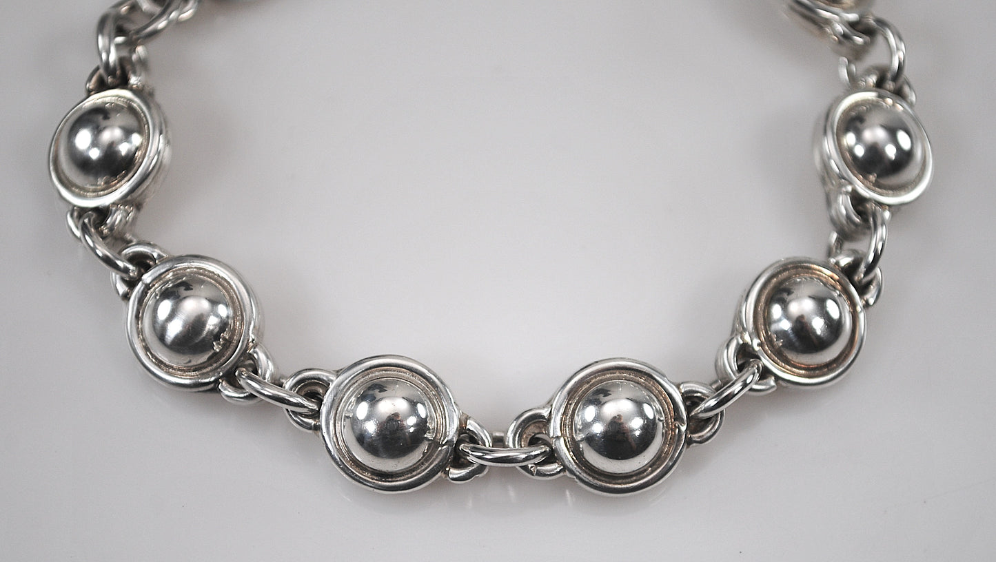 Heavy Sterling Silver Dome Circle Bracelet