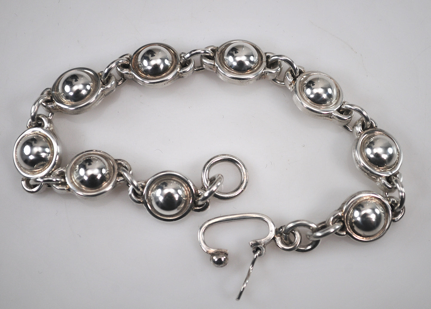 Heavy Sterling Silver Dome Circle Bracelet