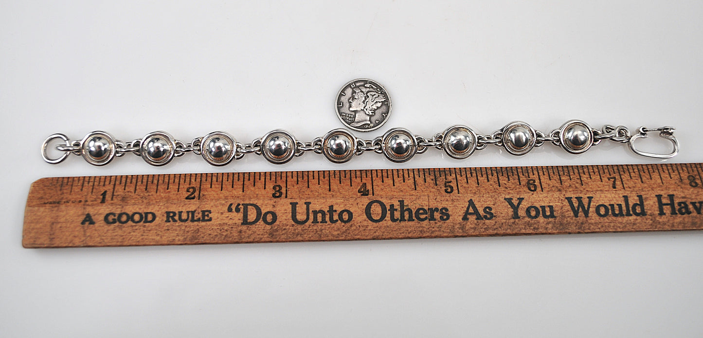 Heavy Sterling Silver Dome Circle Bracelet