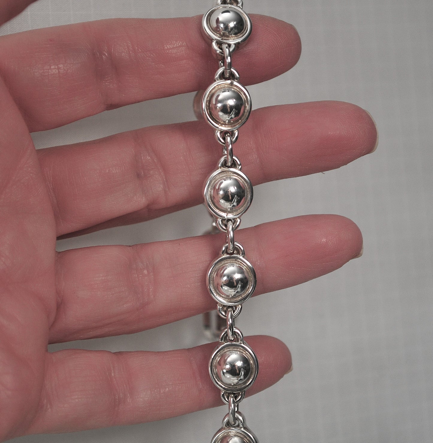 Heavy Sterling Silver Dome Circle Bracelet