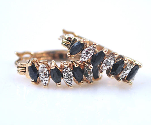 Ross Simons Gold over Sterling Sapphire Diamond Earrings
