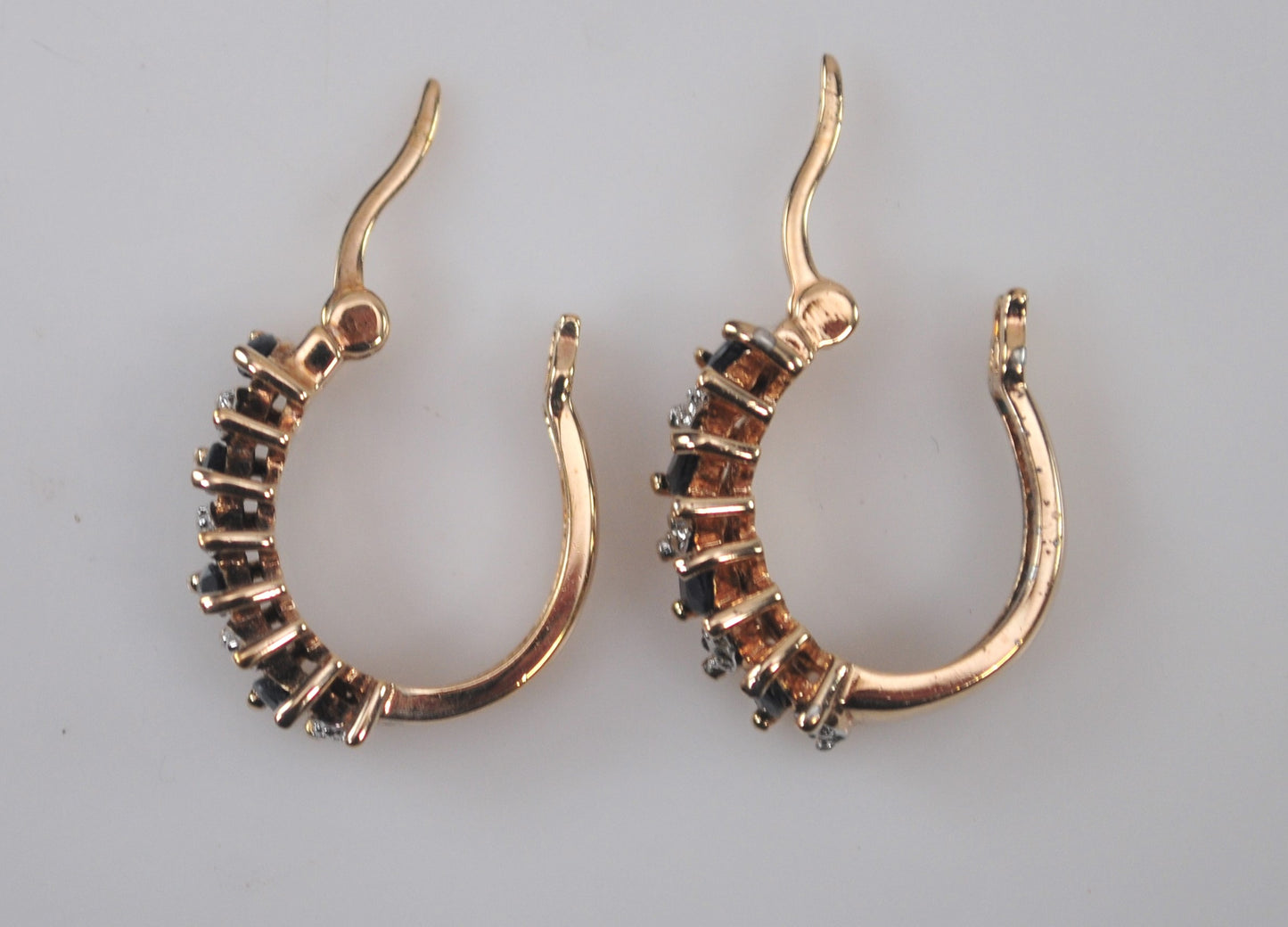 Ross Simons Gold over Sterling Sapphire Diamond Earrings