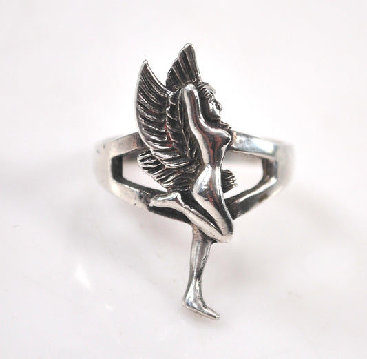 Sterling Silver Winged Woman Ring