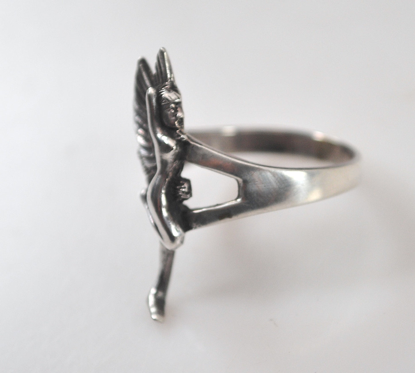 Sterling Silver Winged Woman Ring