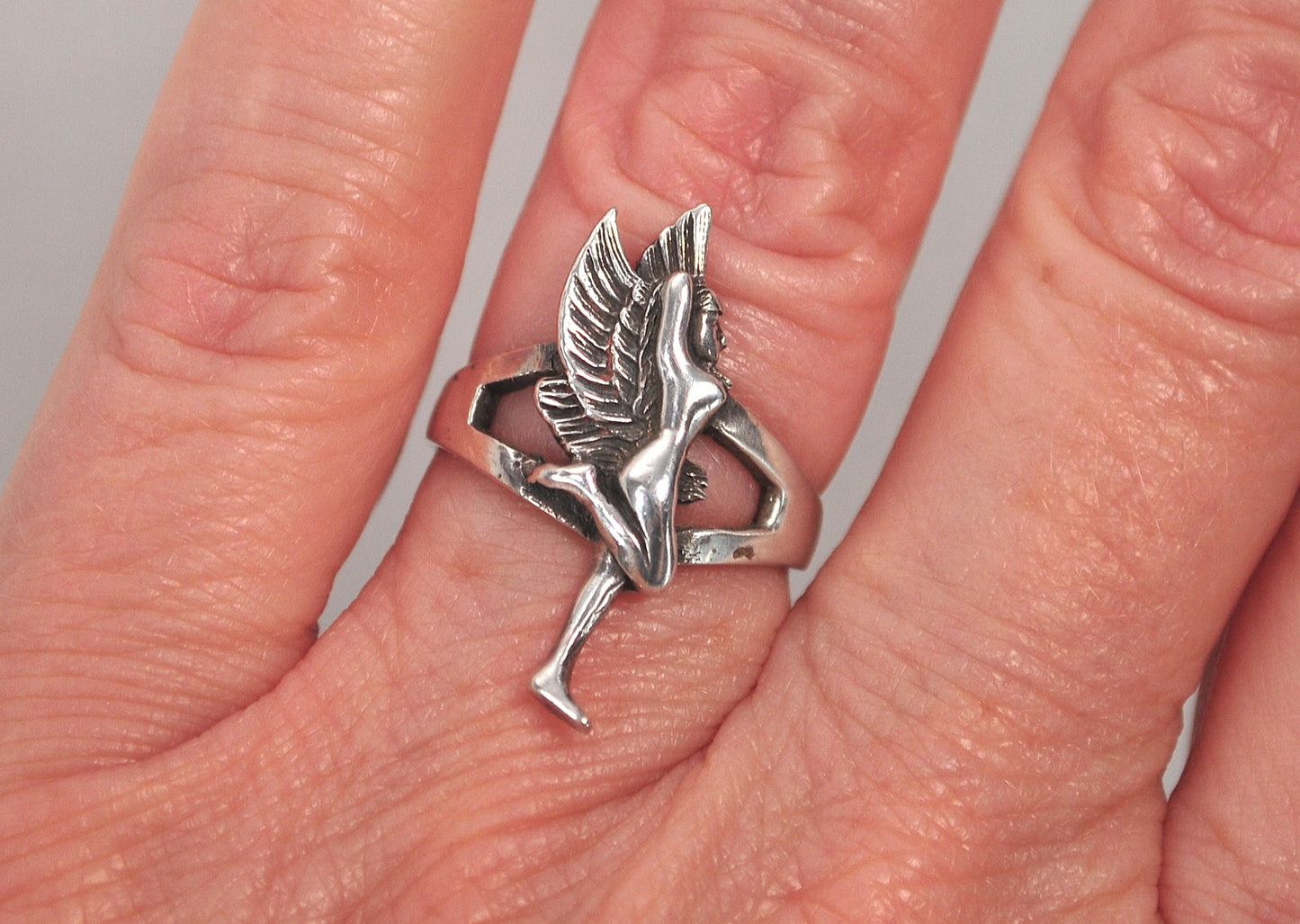 Sterling Silver Winged Woman Ring