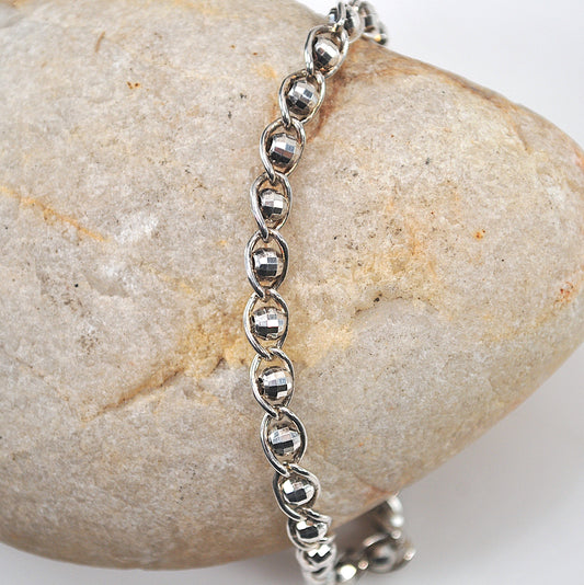 925 Italy Faceted Ball Bead Bracelet