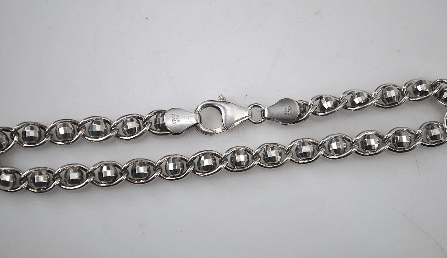 925 Italy Faceted Ball Bead Bracelet