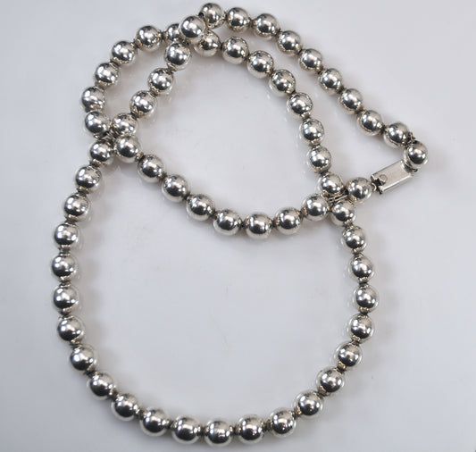 Vintage Taxco Sterling Silver 10mm Ball Necklace