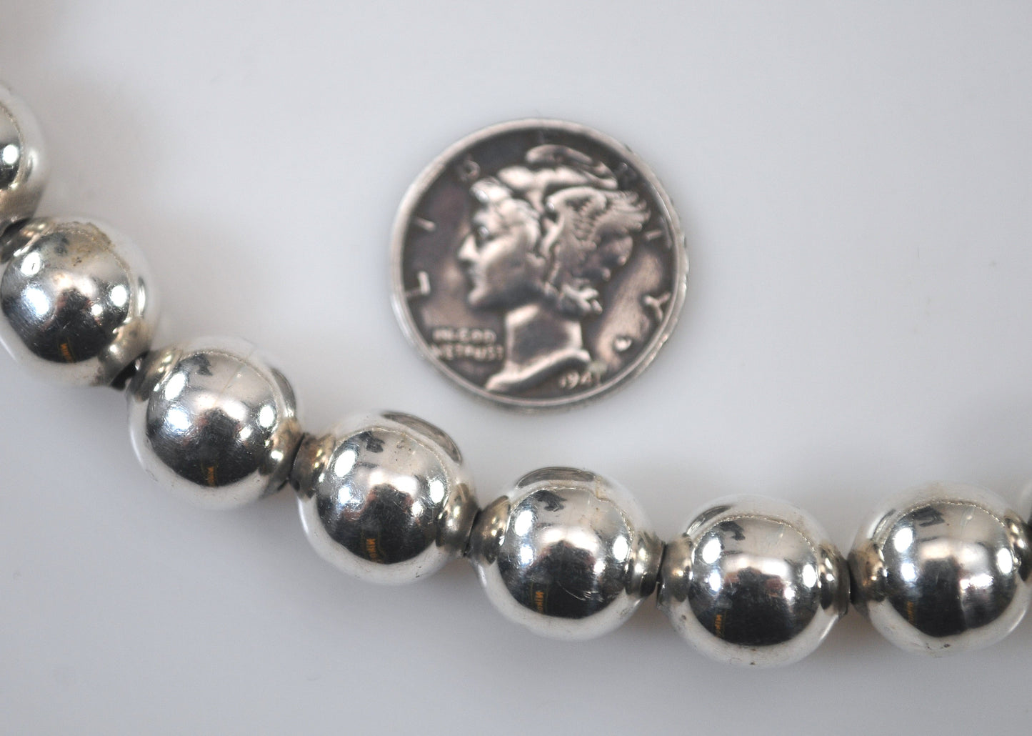 Vintage Taxco Sterling Silver 10mm Ball Necklace