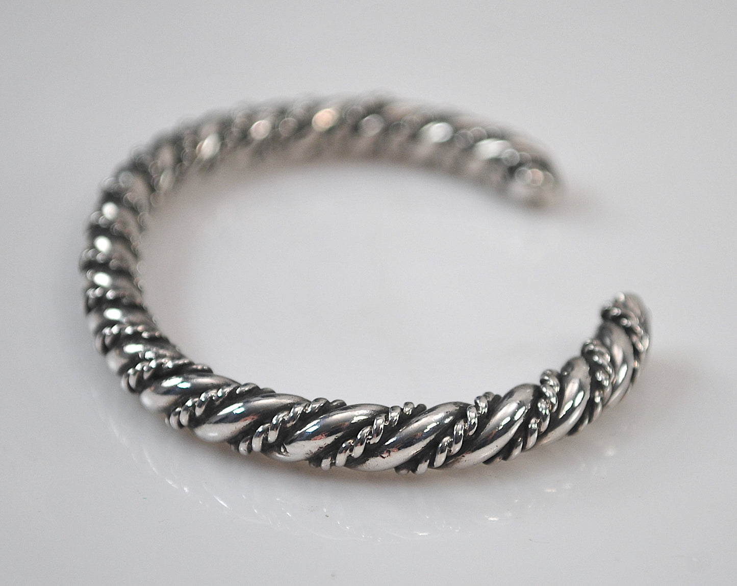 Small Wrist Navajo Sterling Silver Rope Twist Cuff Bracelet