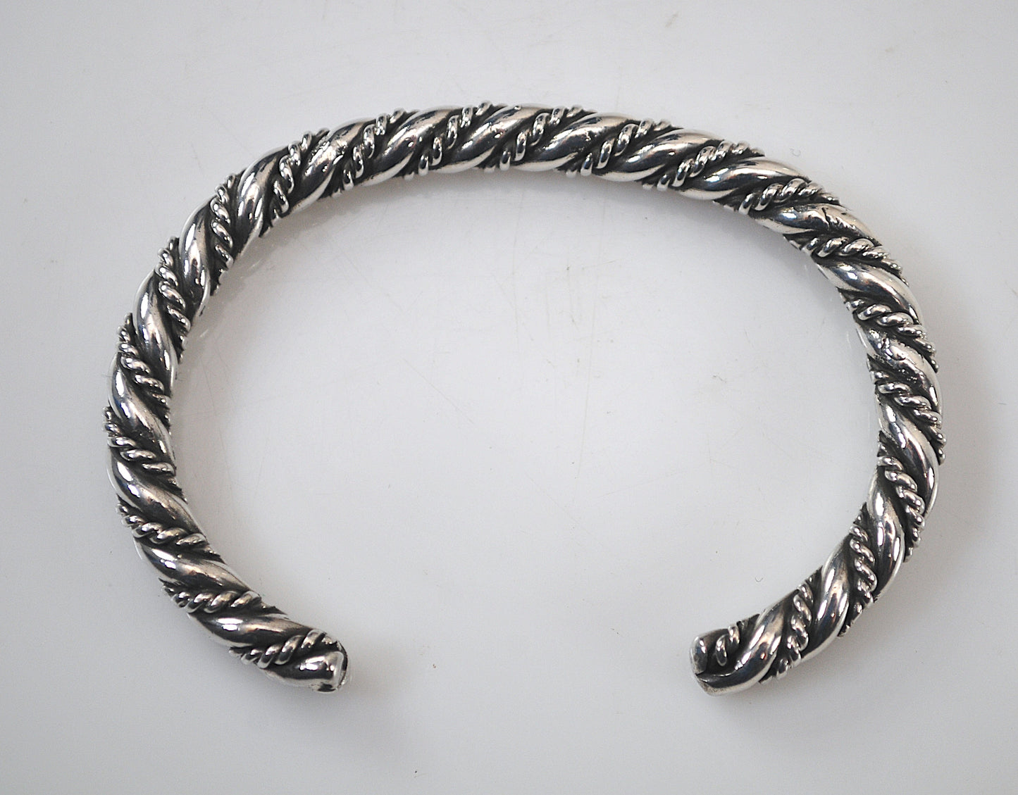 Small Wrist Navajo Sterling Silver Rope Twist Cuff Bracelet