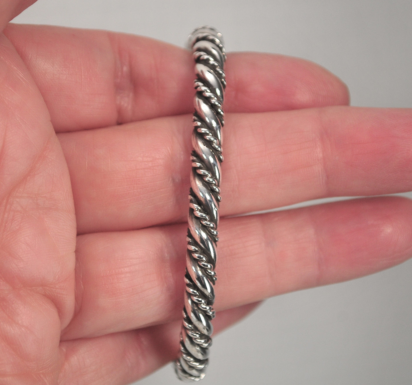 Small Wrist Navajo Sterling Silver Rope Twist Cuff Bracelet