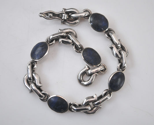 Early Mexico 950 Sterling Silver Horseshoe Link Bracelet