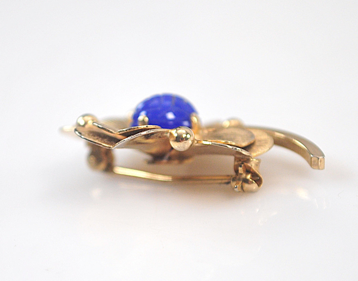 Small Vintage Signed Gold Filled Scarab Flower Brooch