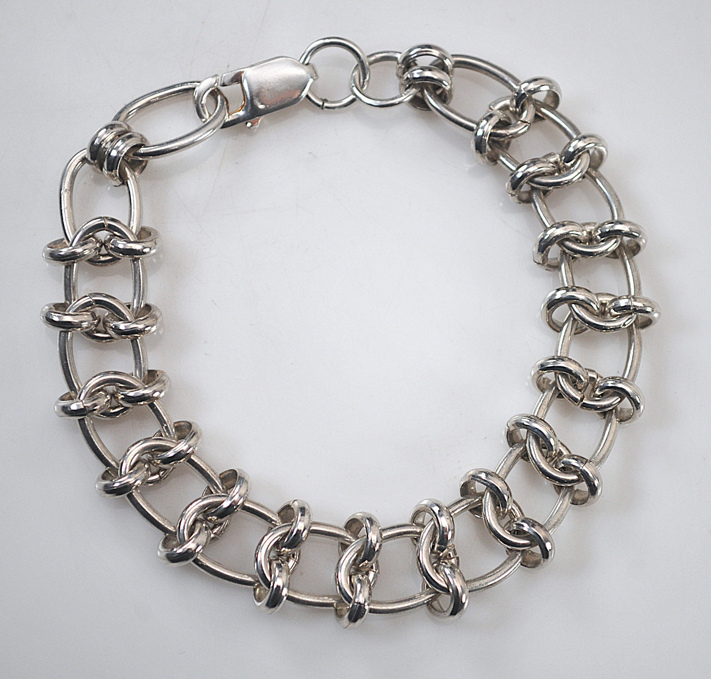 Wide Sterling Silver Chainmail Bracelet
