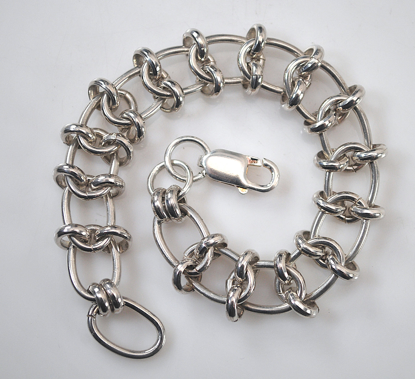 Wide Sterling Silver Chainmail Bracelet