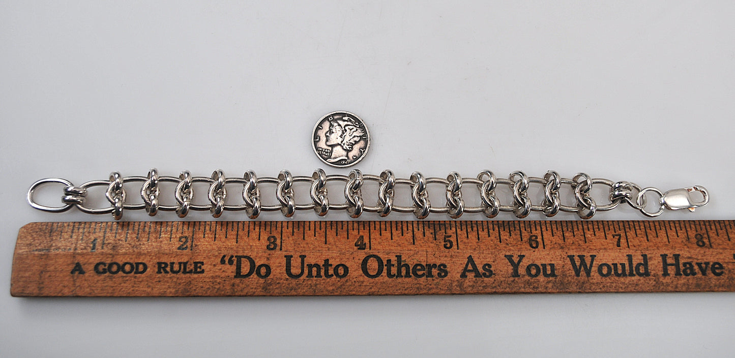 Wide Sterling Silver Chainmail Bracelet