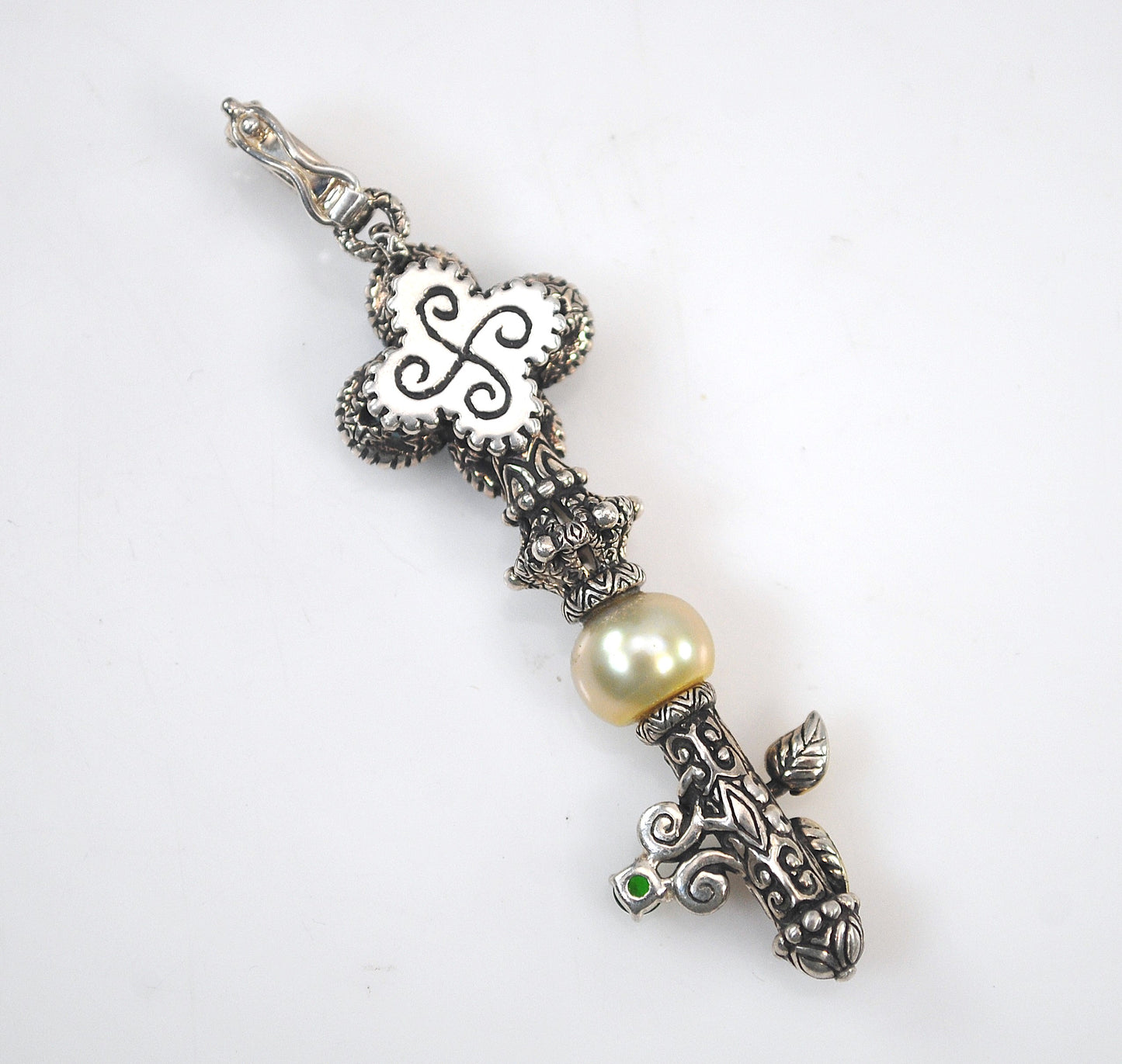 Barbara Bixby Sterling Silver 18K Gold Blue Topaz Pearl Key Enhancer Pendant