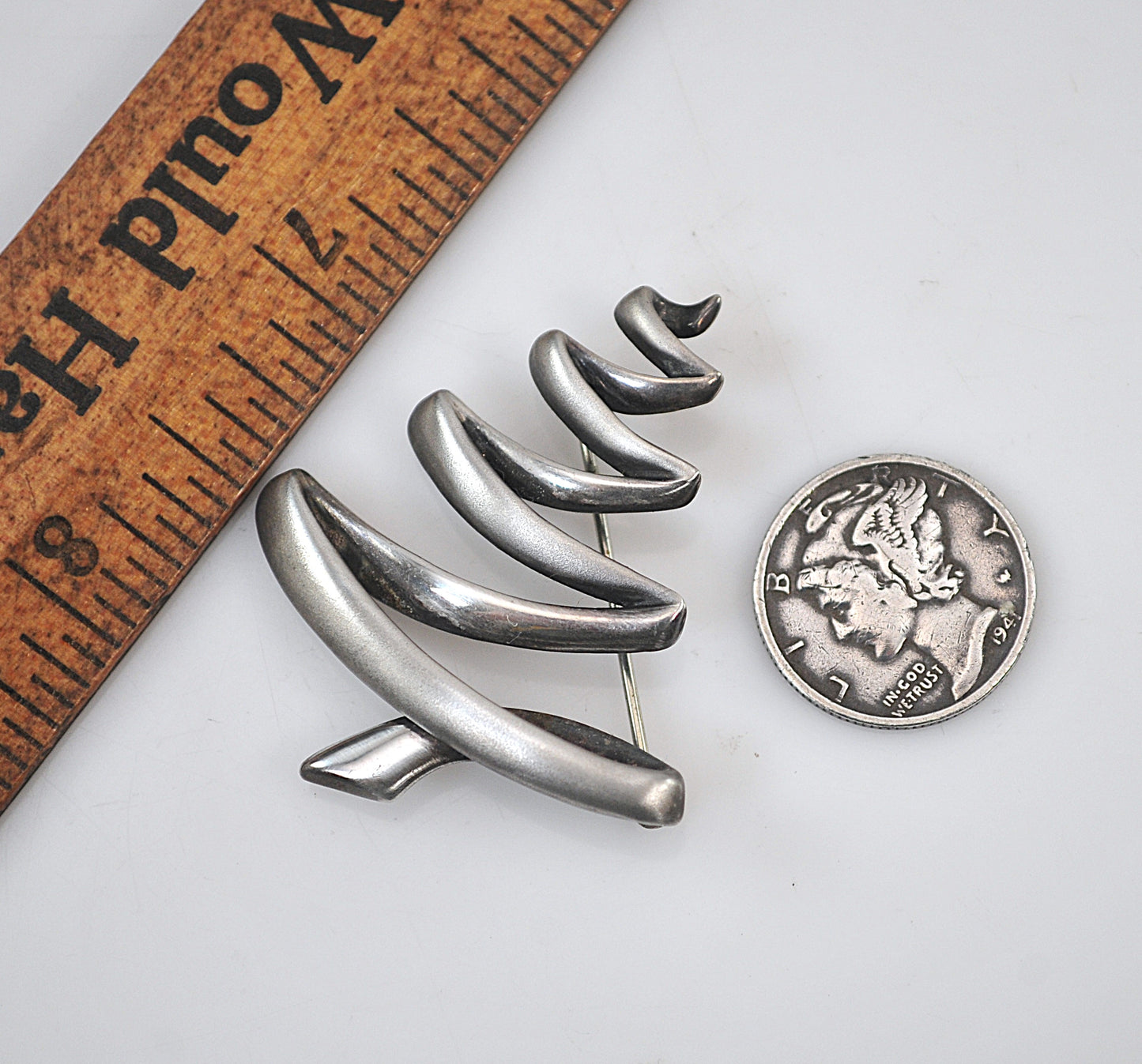 Vintage BA Ballou BAB Sterling Silver Christmas Tree Brooch