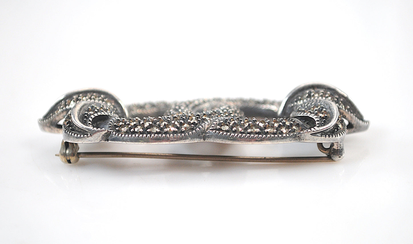 Large Judith Jack Sterling Silver Marcasite Brooch