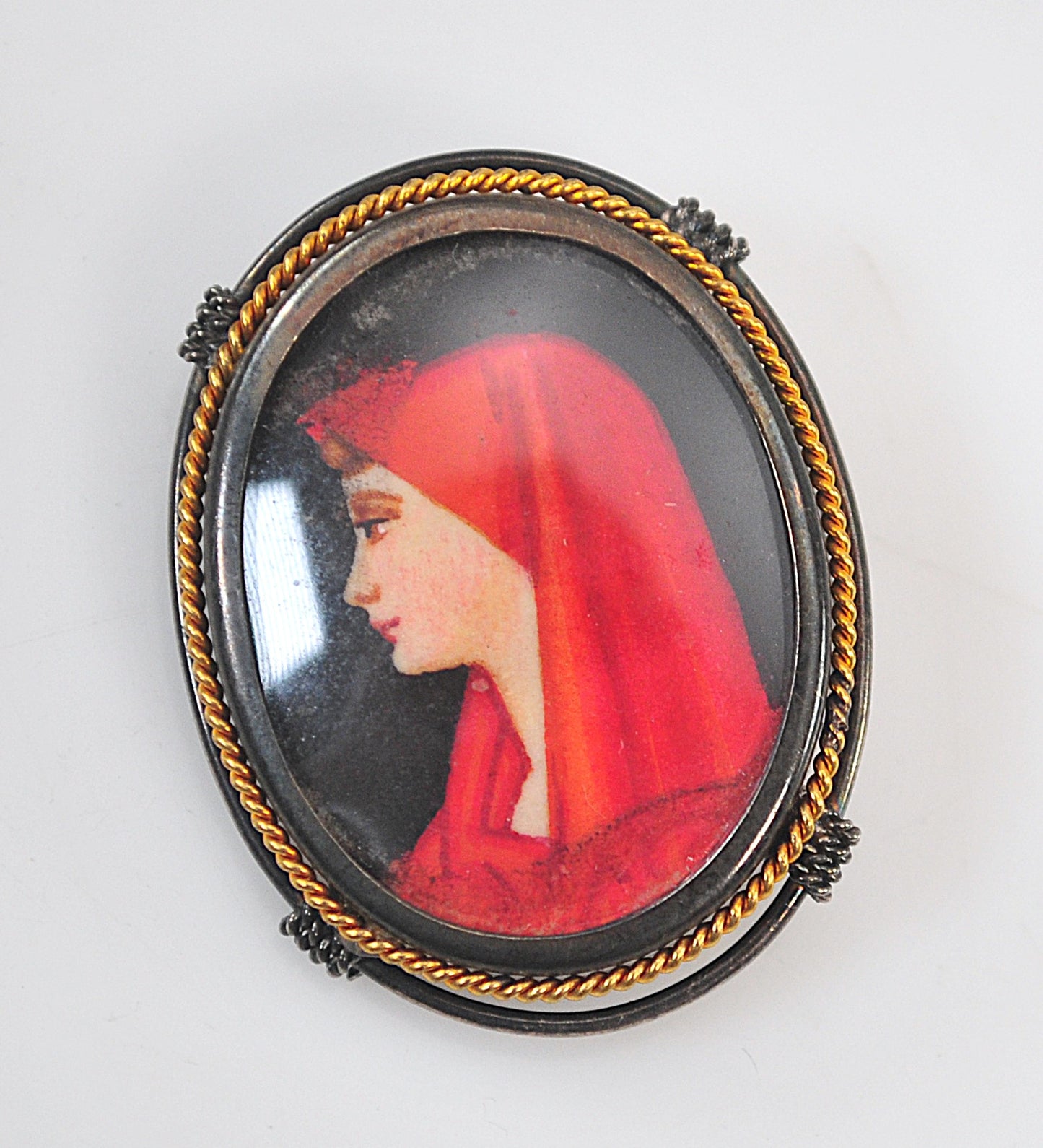 Vintage 800 Silver Saint Fabiola Brooch/Pendant