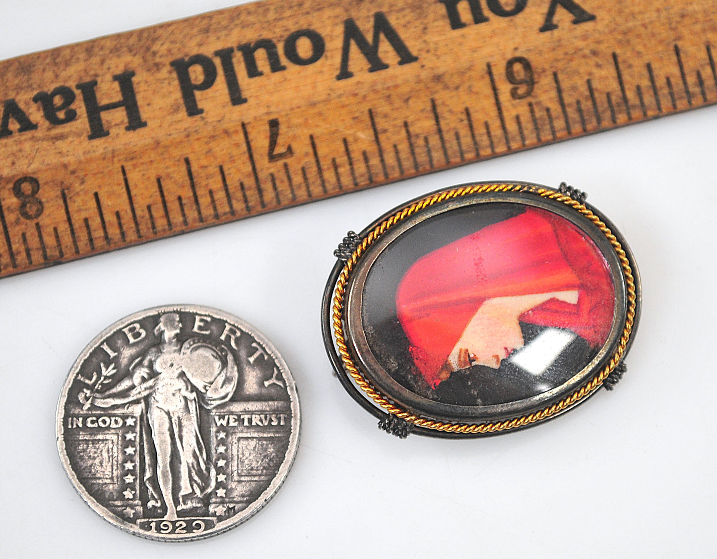 Vintage 800 Silver Saint Fabiola Brooch/Pendant