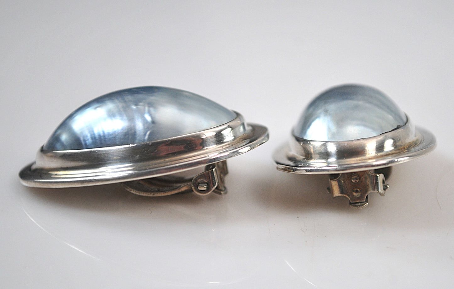 NOT AVAILABLE - Reserved for T - Gunn Trigère Large Sterling Silver Pearl Clip On Earrings