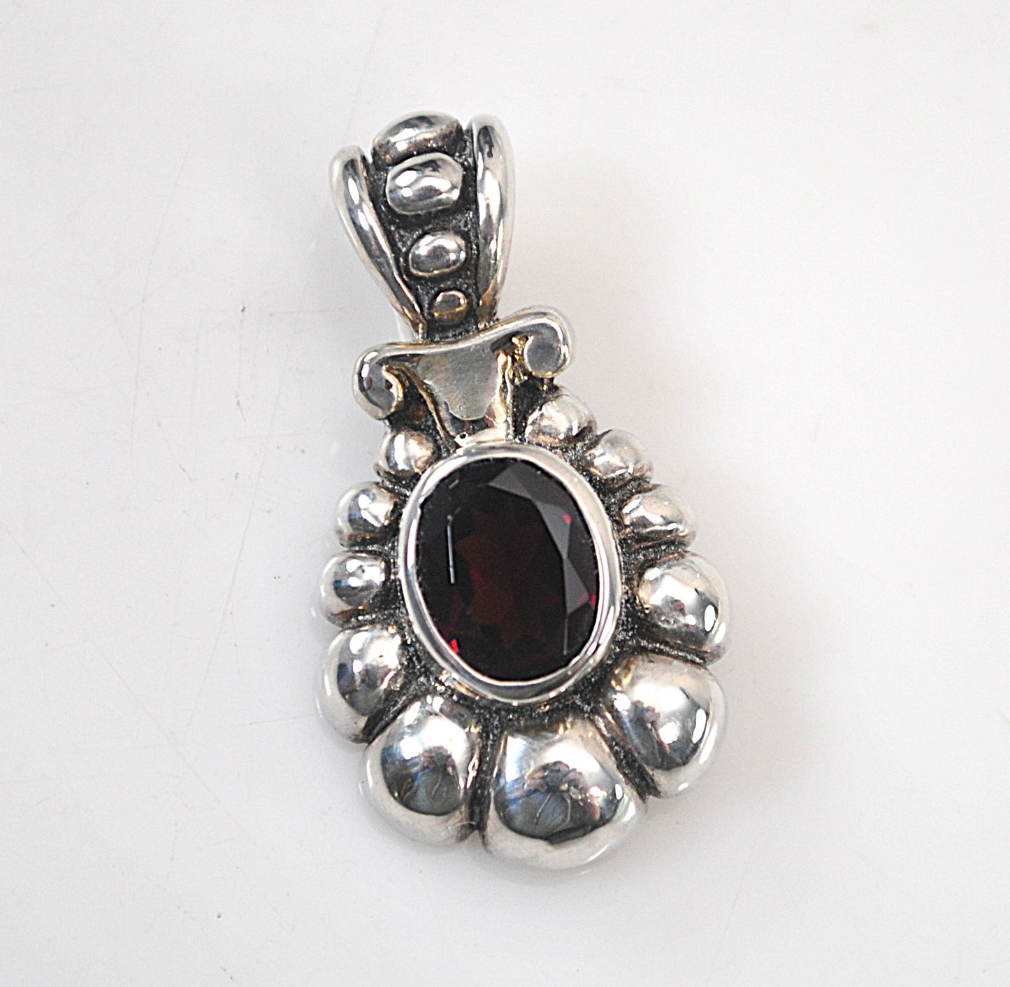 Vintage Sterling Silver Garnet Enhancer Pendant